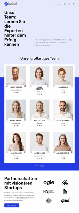 Anlageberatungsteam Joomla-Vorlagen