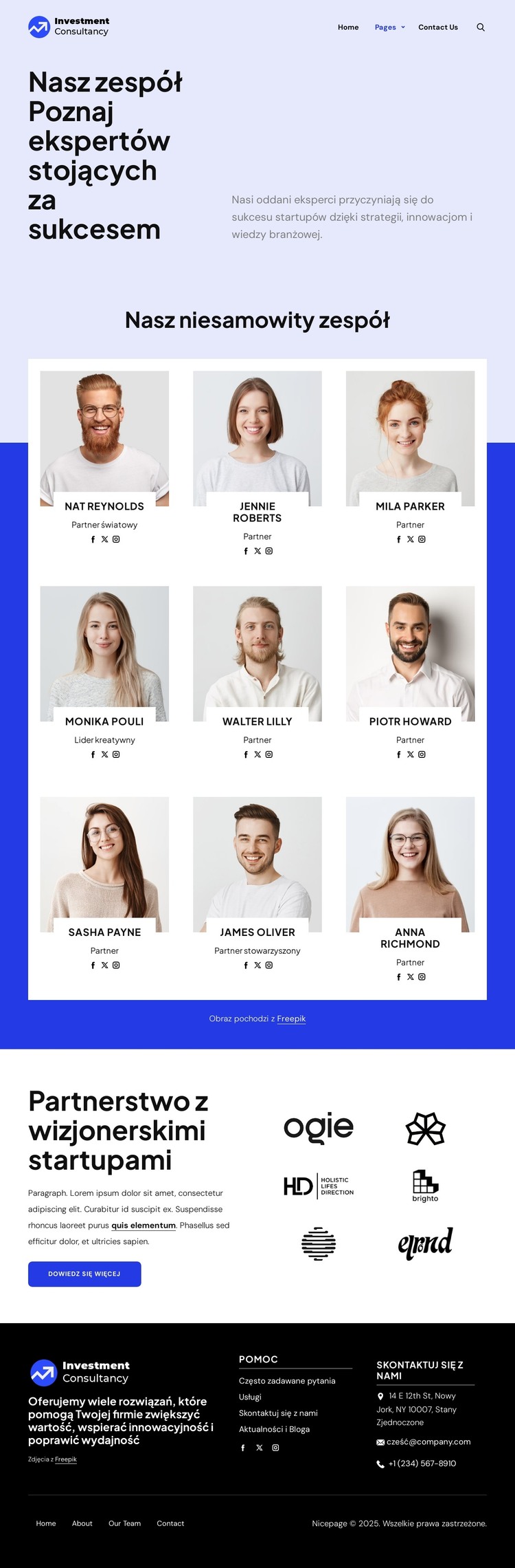 Zespół doradztwa inwestycyjnego Szablon HTML