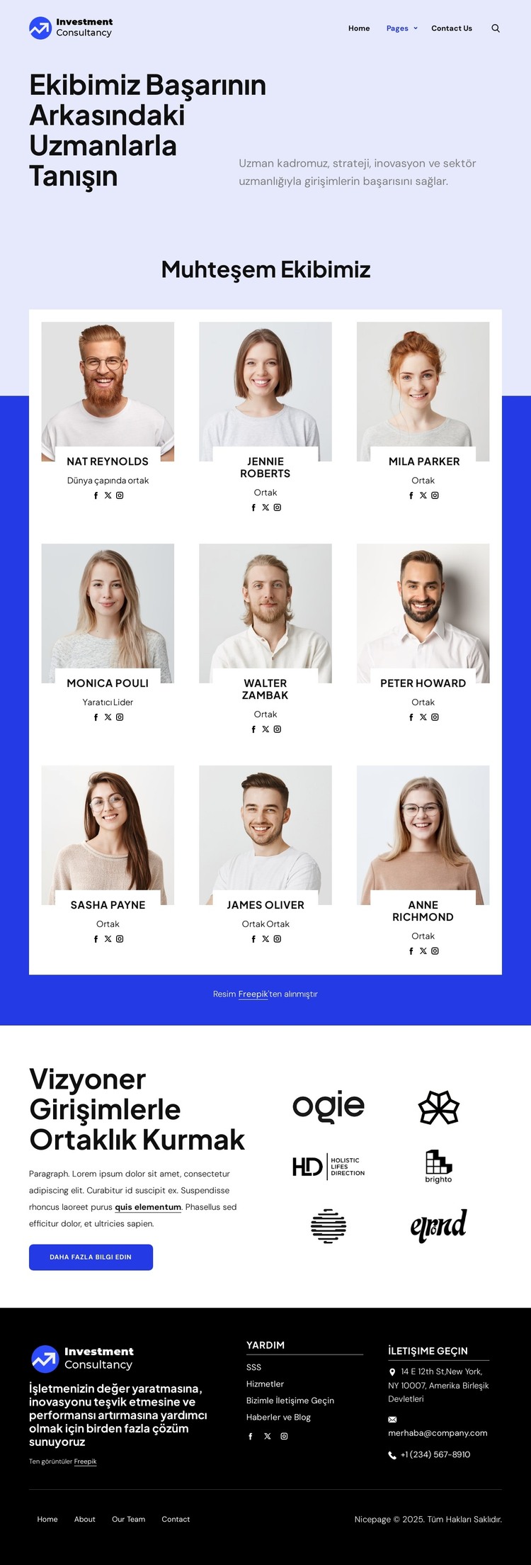 Yatırım danışmanlığı ekibi HTML Şablonu