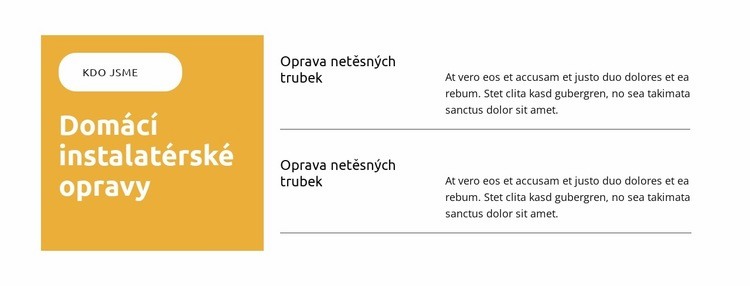 Oprava netěsných trubek Šablona HTML