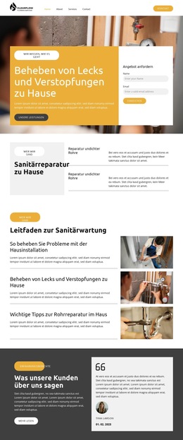 Reparatur der Hausinstallation Website-Vorlagen