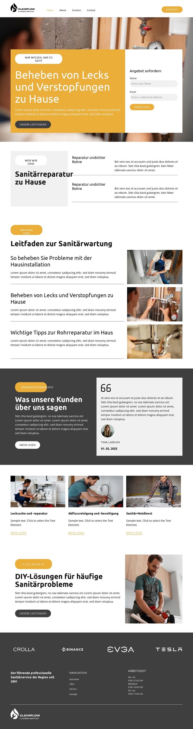 Reparatur der Hausinstallation Website-Vorlage