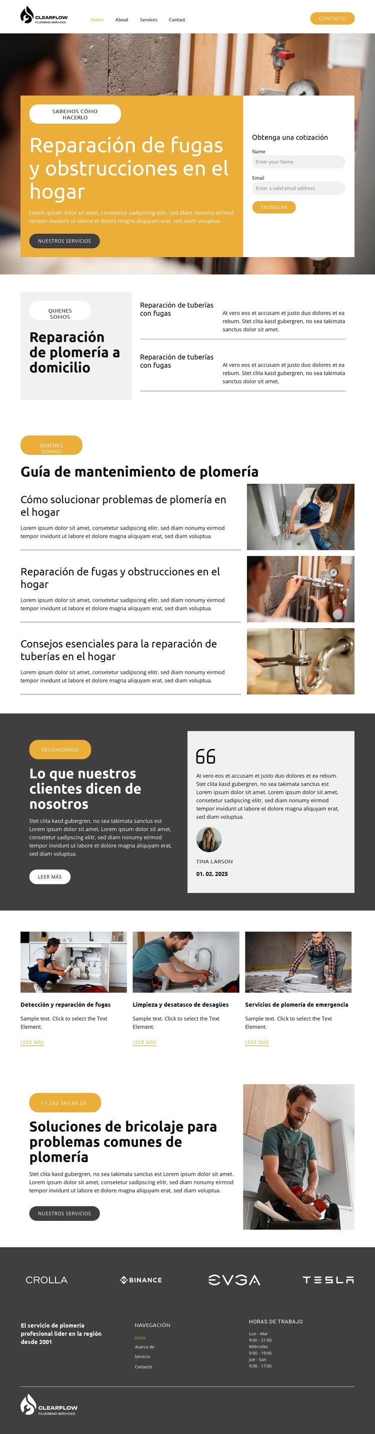Reparación de plomería del hogar Plantilla HTML