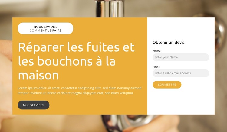 Réparation de plomberie à domicile Modèle HTML
