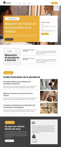 Réparation de plomberie à domicile Modèles d'une page