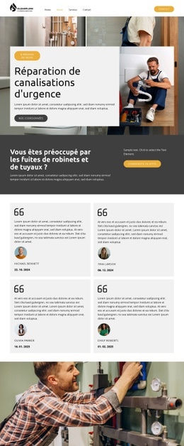 Services de plomberie d'urgence Modèles d'une page