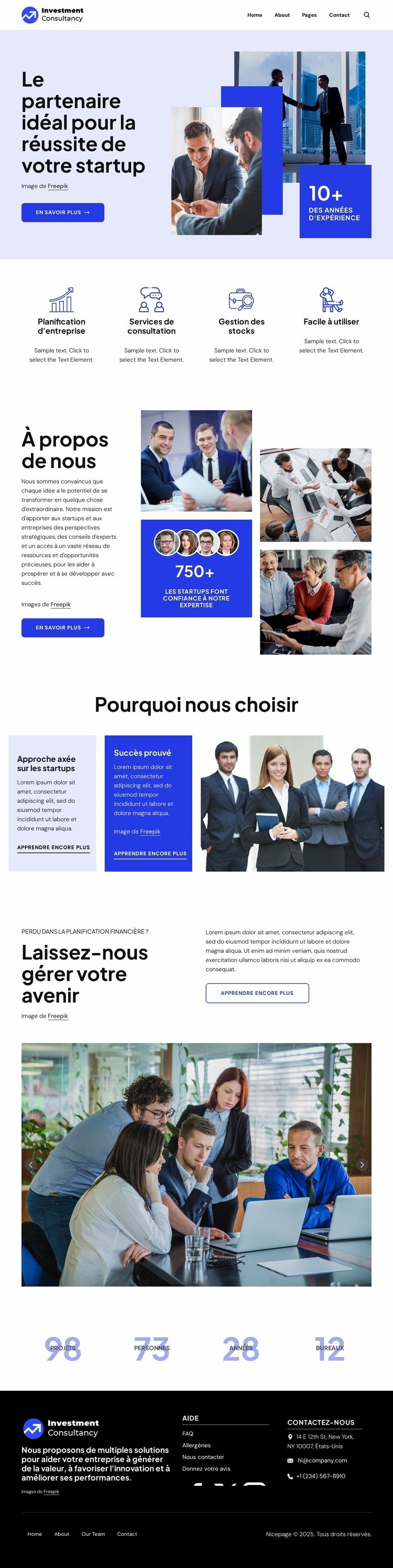 Partenaire pour la réussite des startups Modèle d'une page