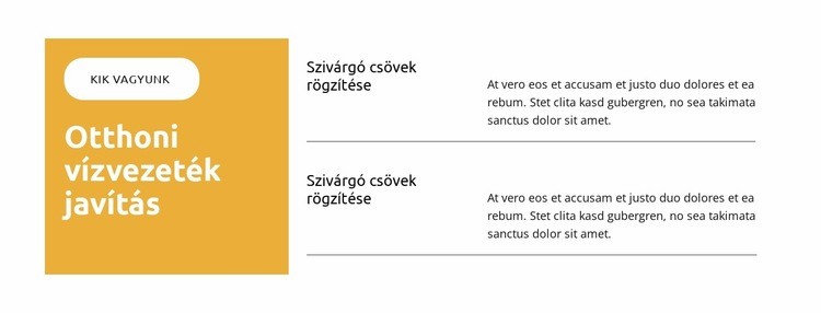 Szivárgó csövek rögzítése Weboldal sablon