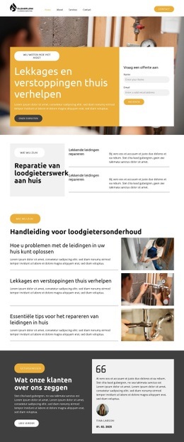 Reparatie van loodgieterswerk aan huis Website-ontwerpen