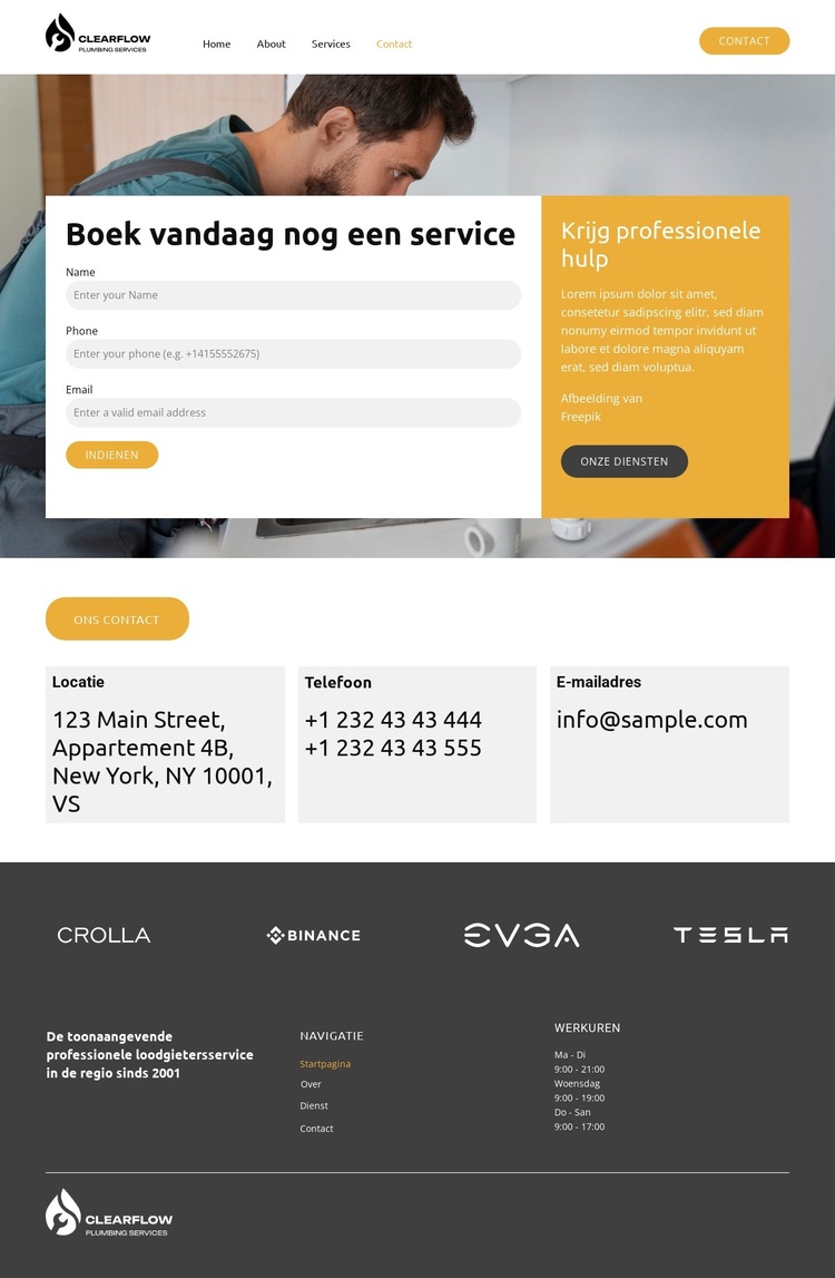 Rioolreiniging en ontstopping Website sjabloon