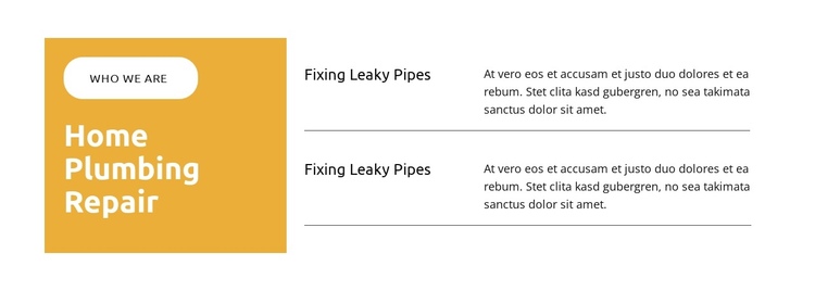 Fixing Leaky Pipes One Page Template