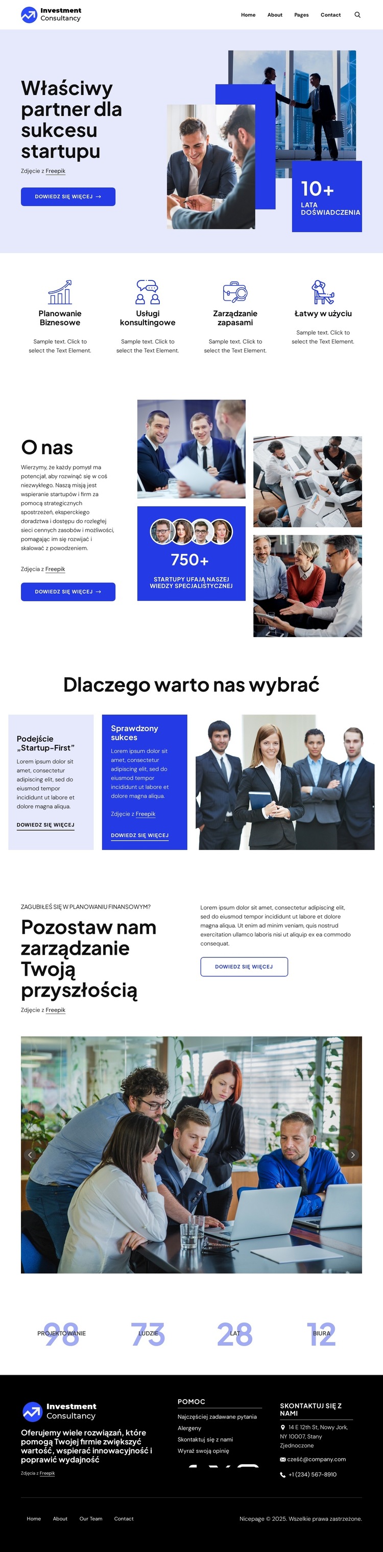 Partner dla sukcesu startupu Szablon witryny sieci Web