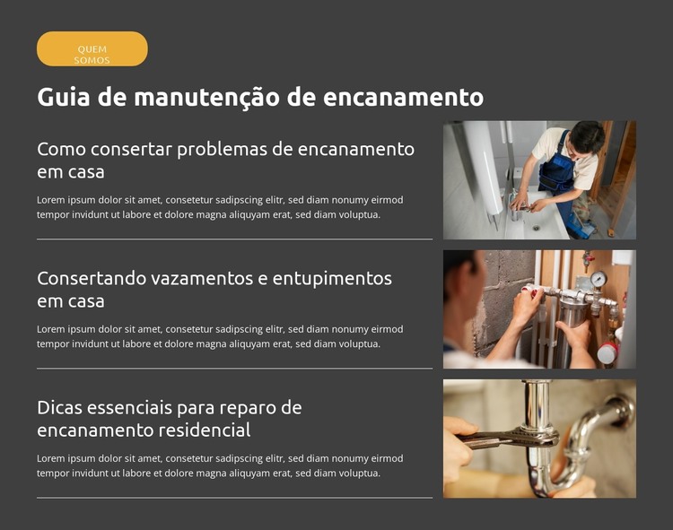 Dicas de encanamento faça você mesmo Modelo HTML