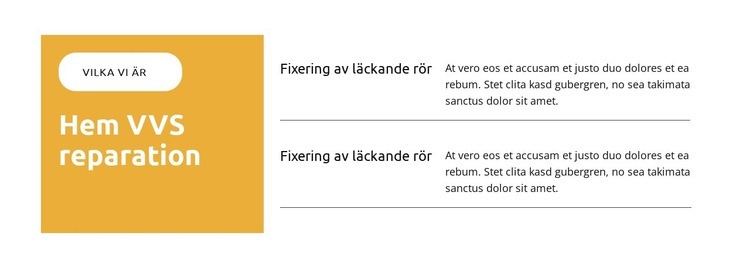 Fixering av läckande rör HTML-mall