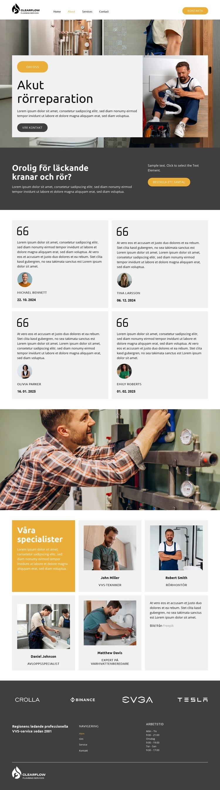 Akut VVS-tjänster Webbplats mall