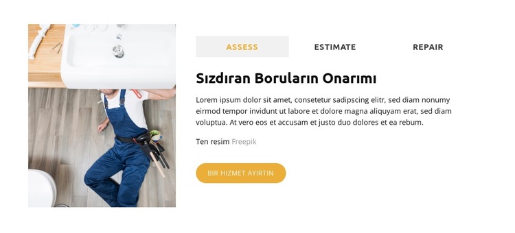 Su Isıtıcısı Onarımı Web Sitesi Şablonu