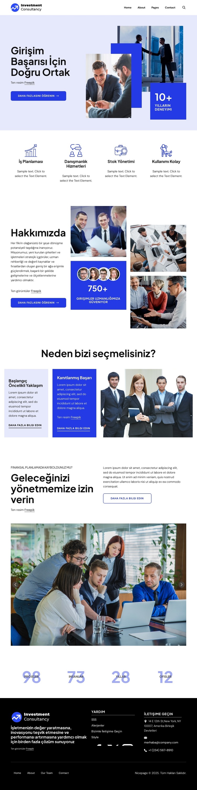 Girişim başarısı için ortak Web Sitesi Şablonu