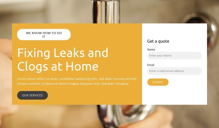 Home Plumbing Repair Web Page Design