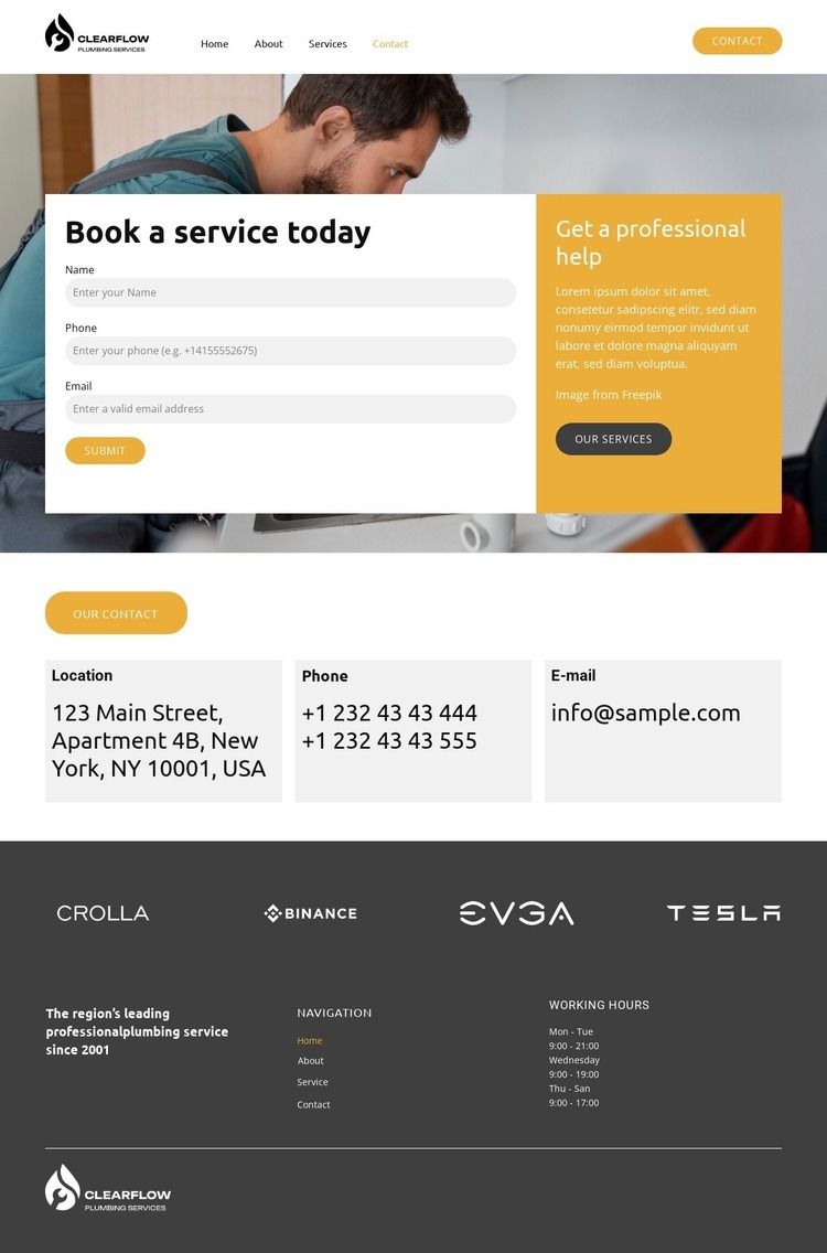 Drain Cleaning and Unclogging Web Page Design