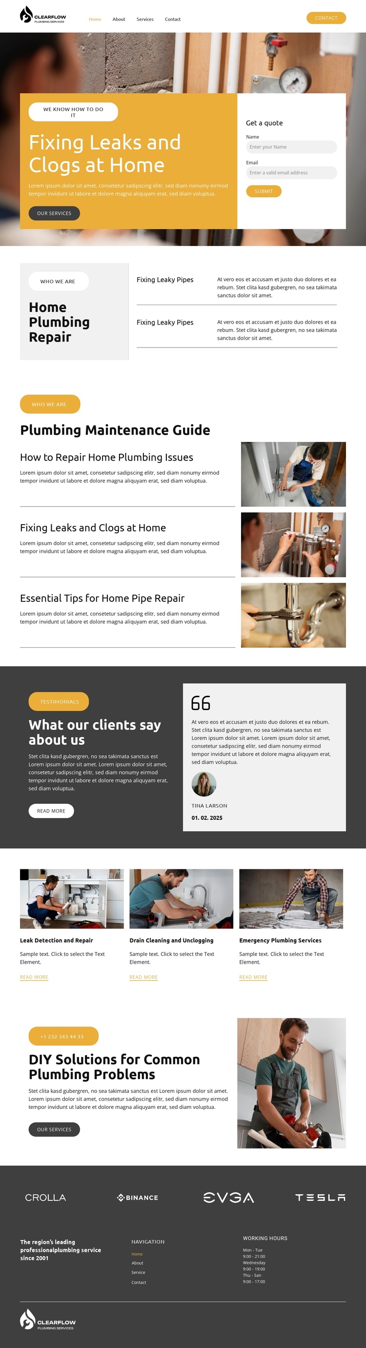 Repair Home Plumbing Website Builder Software