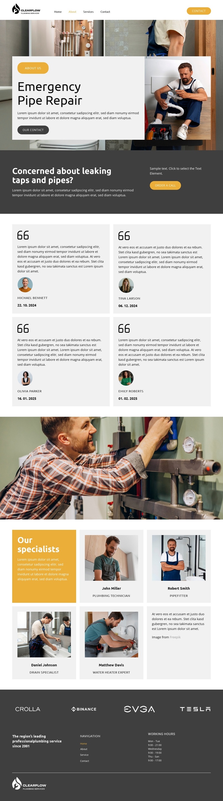 Emergency Plumbing Services Website Builder Software