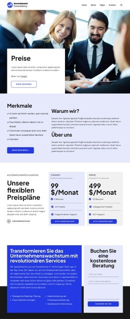 Preisgestaltung der Investmentgesellschaft Vorlagen