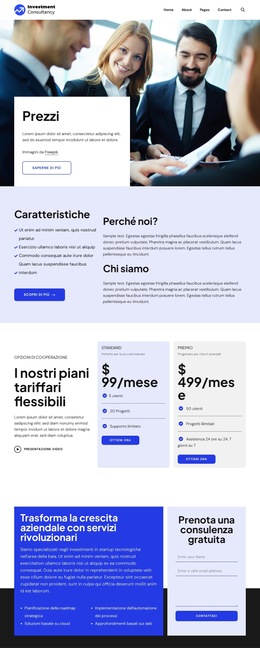 Prezzi delle società di investimento Modelli di siti web