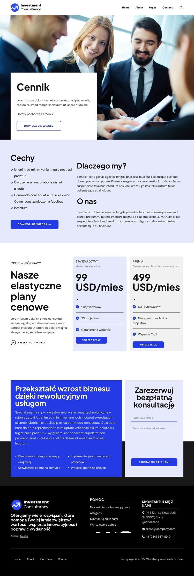 Cennik firm inwestycyjnych Szablon HTML