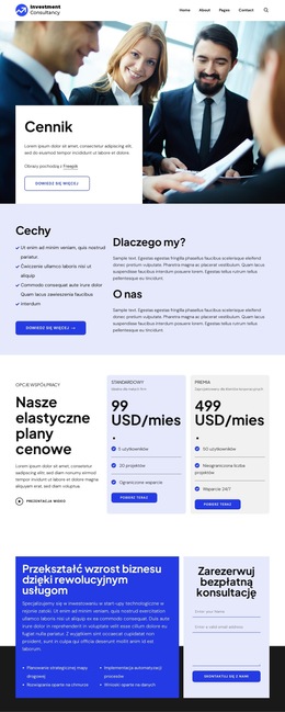 Cennik firm inwestycyjnych Szablony witryn internetowych