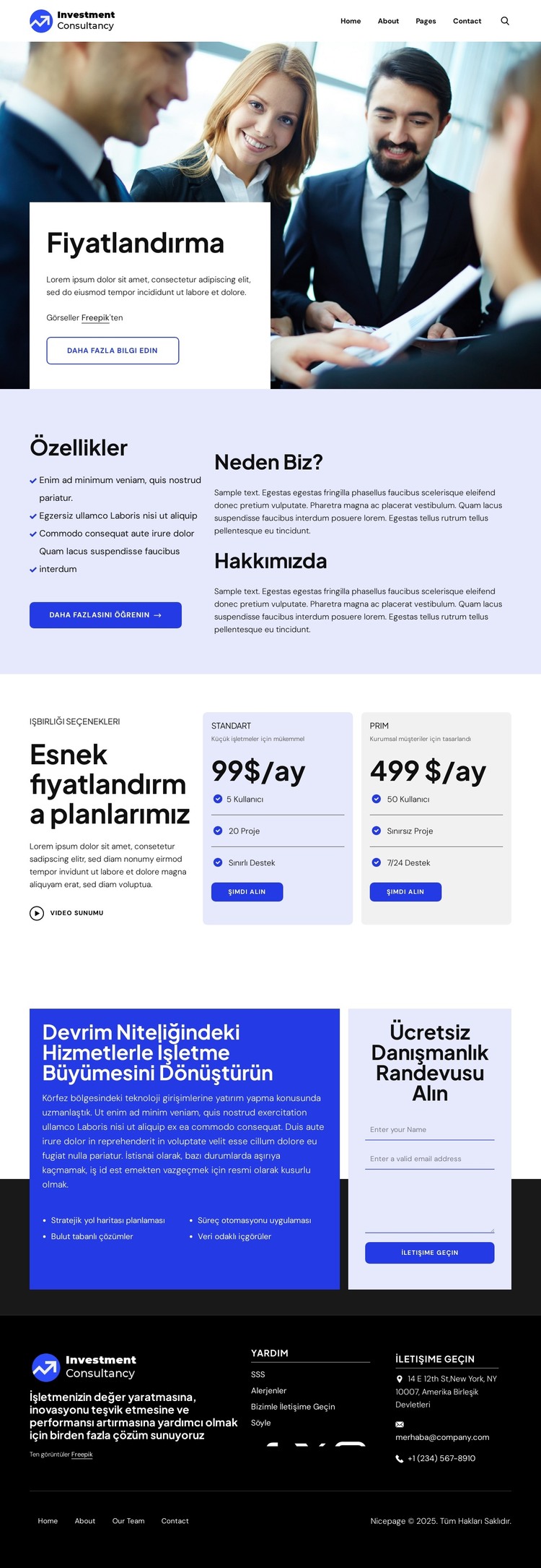 Yatırım şirketi fiyatlandırması HTML Şablonu