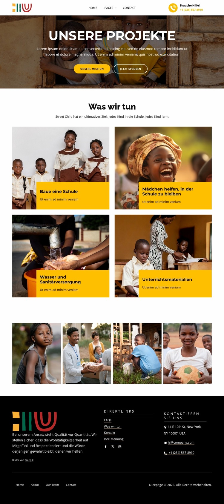 Die Charity-Projekte Joomla Vorlage