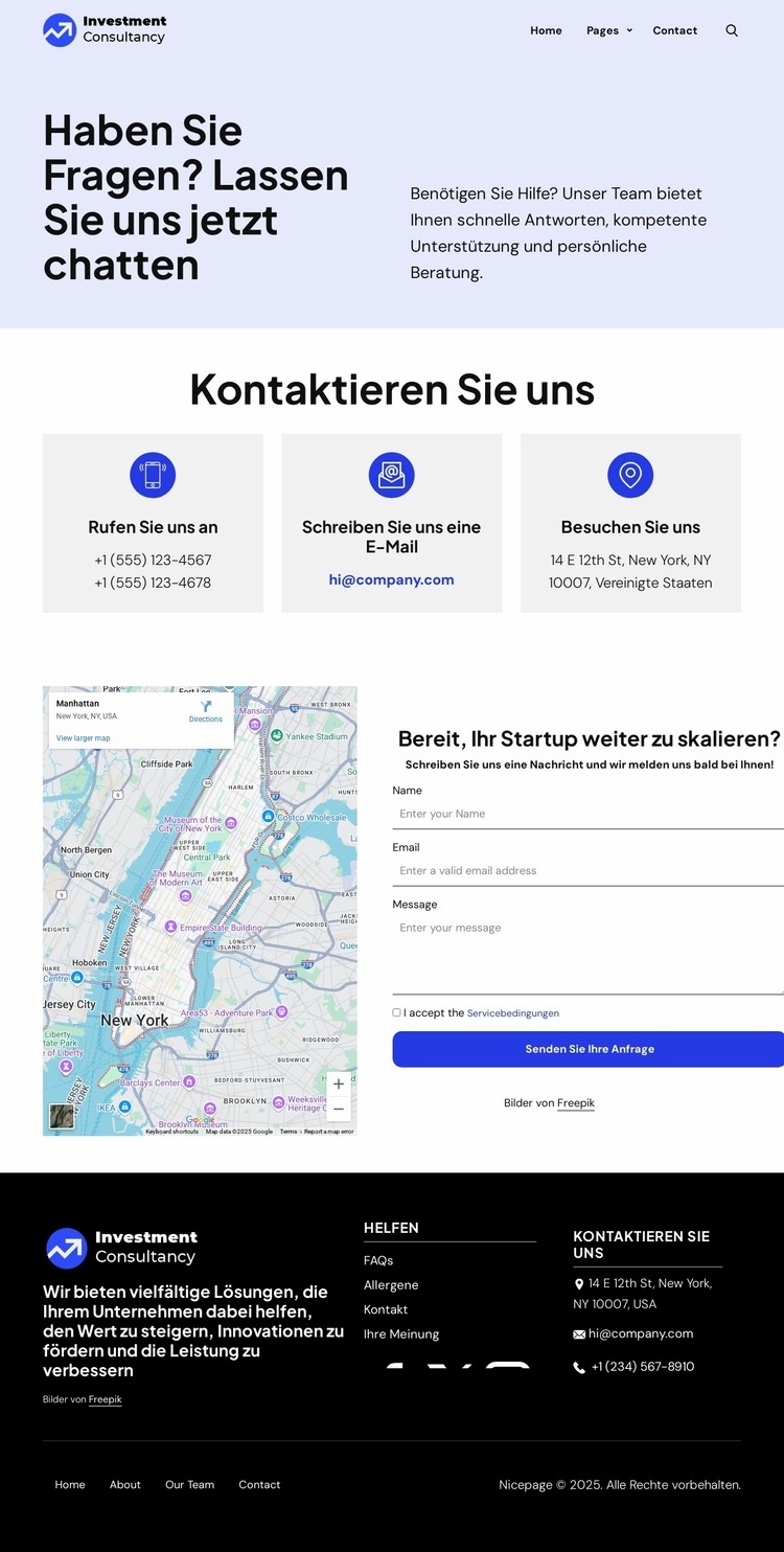 Kontaktieren Sie unser Team für schnelle Antworten Website design