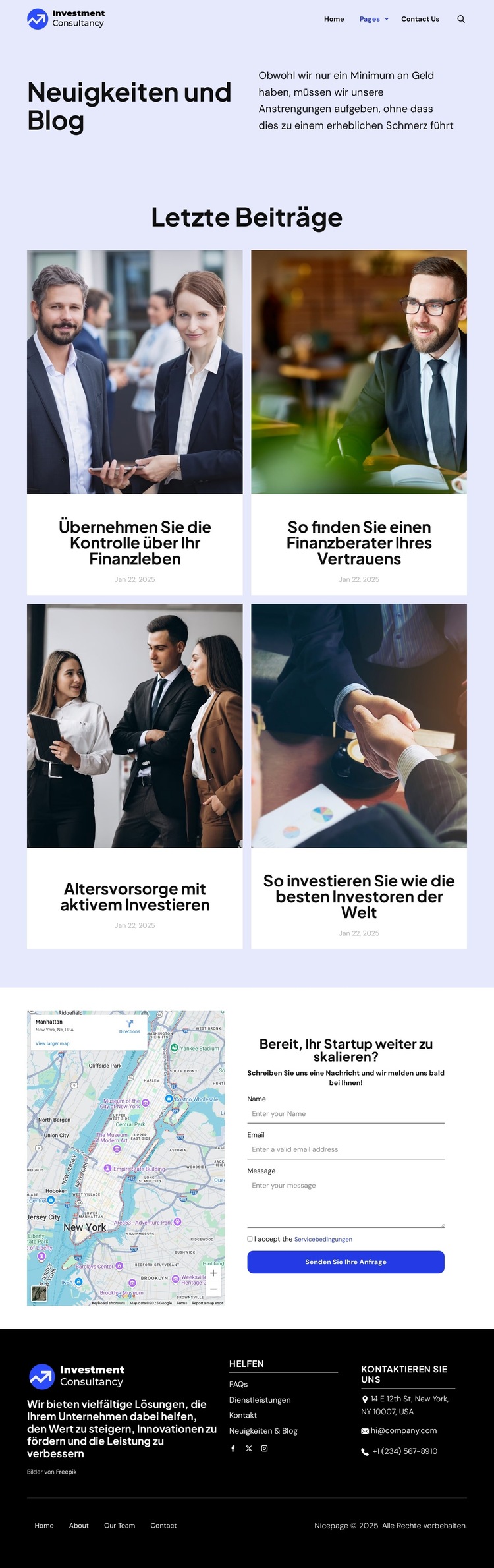 Neuigkeiten und Blog Website-Vorlage