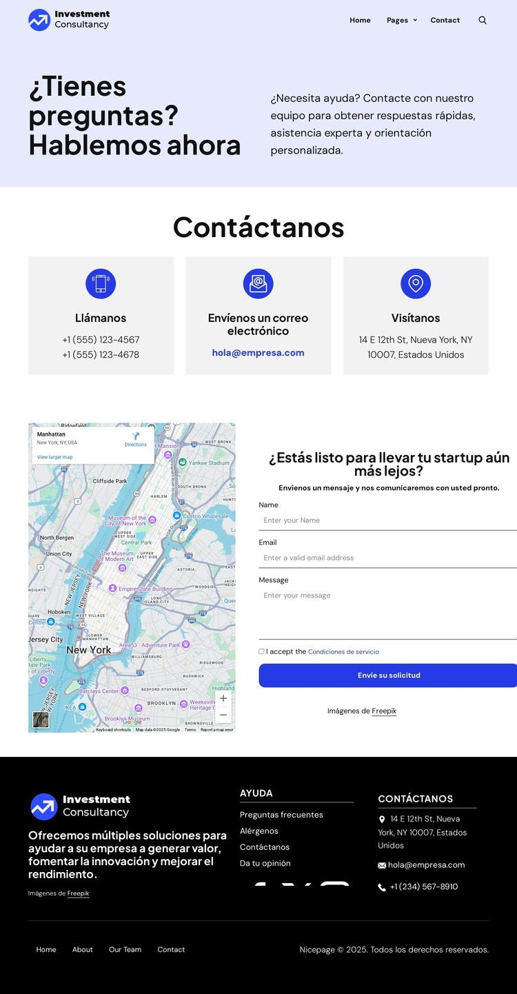 Comuníquese con nuestro equipo para obtener respuestas rápidas. Plantilla CSS