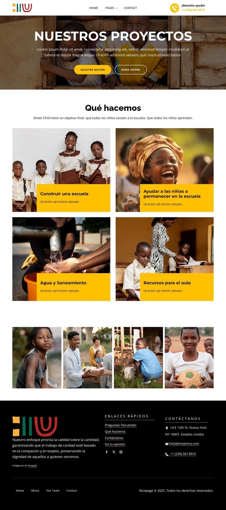 Los proyectos benéficos Plantilla