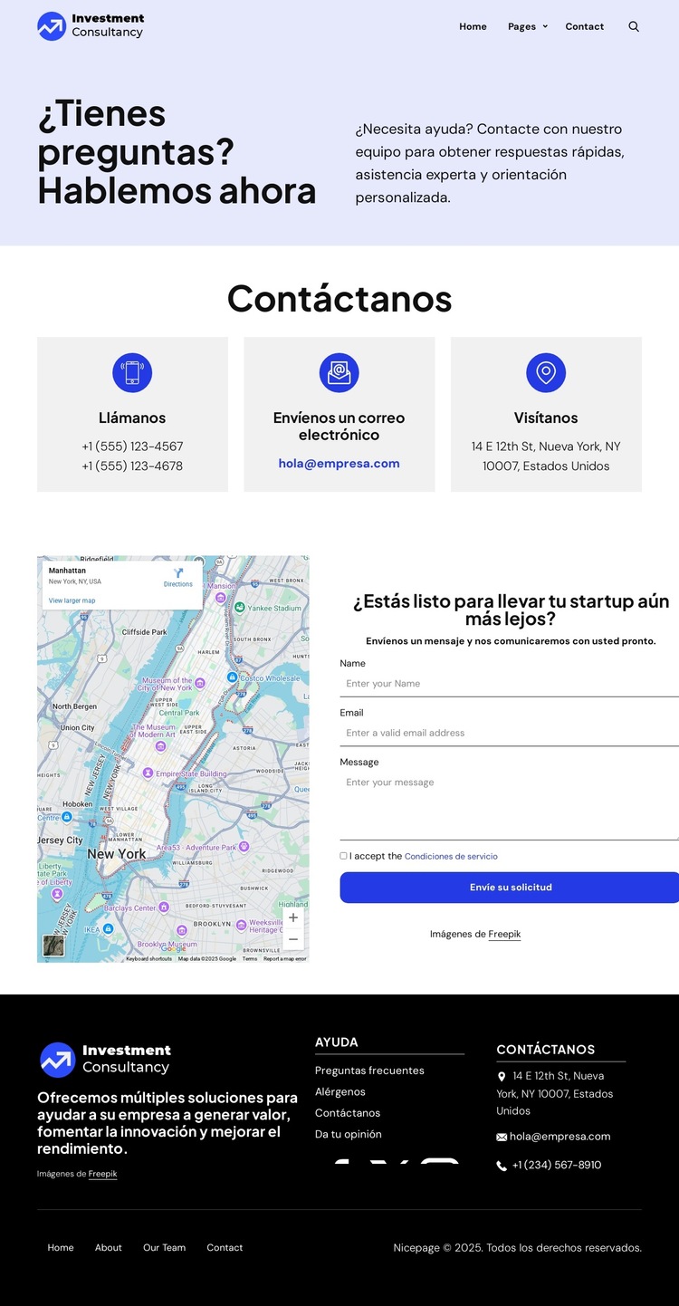 Comuníquese con nuestro equipo para obtener respuestas rápidas. Plantilla de sitio web
