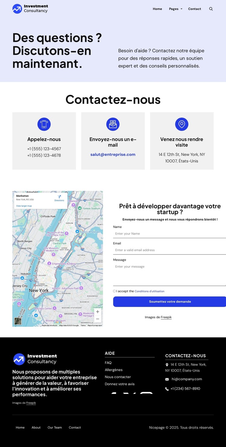Contactez notre équipe pour des réponses rapides Modèle HTML