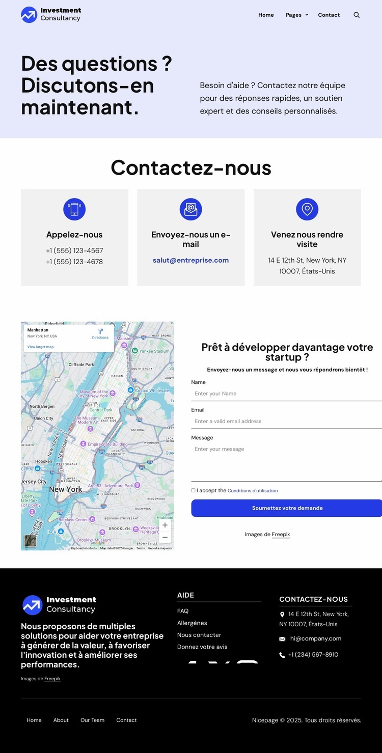 Contactez notre équipe pour des réponses rapides Modèle