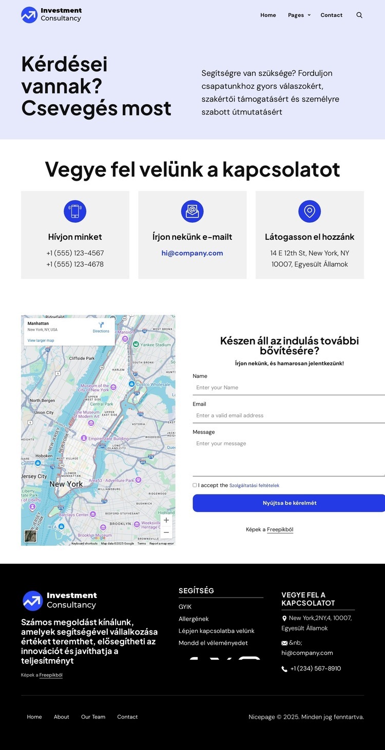 Gyors válaszokért forduljon csapatunkhoz Weboldal sablon