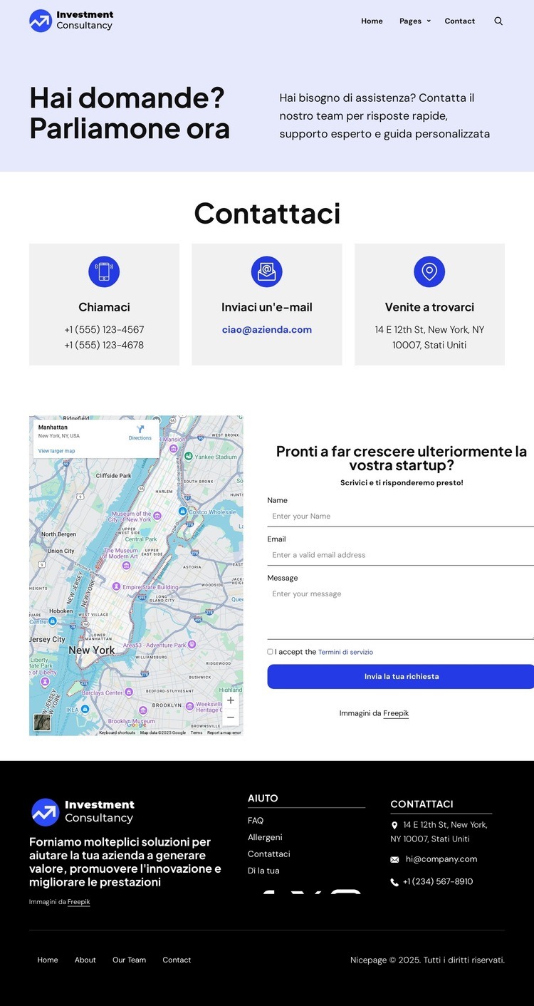 Contatta il nostro team per risposte rapide Mockup del sito web