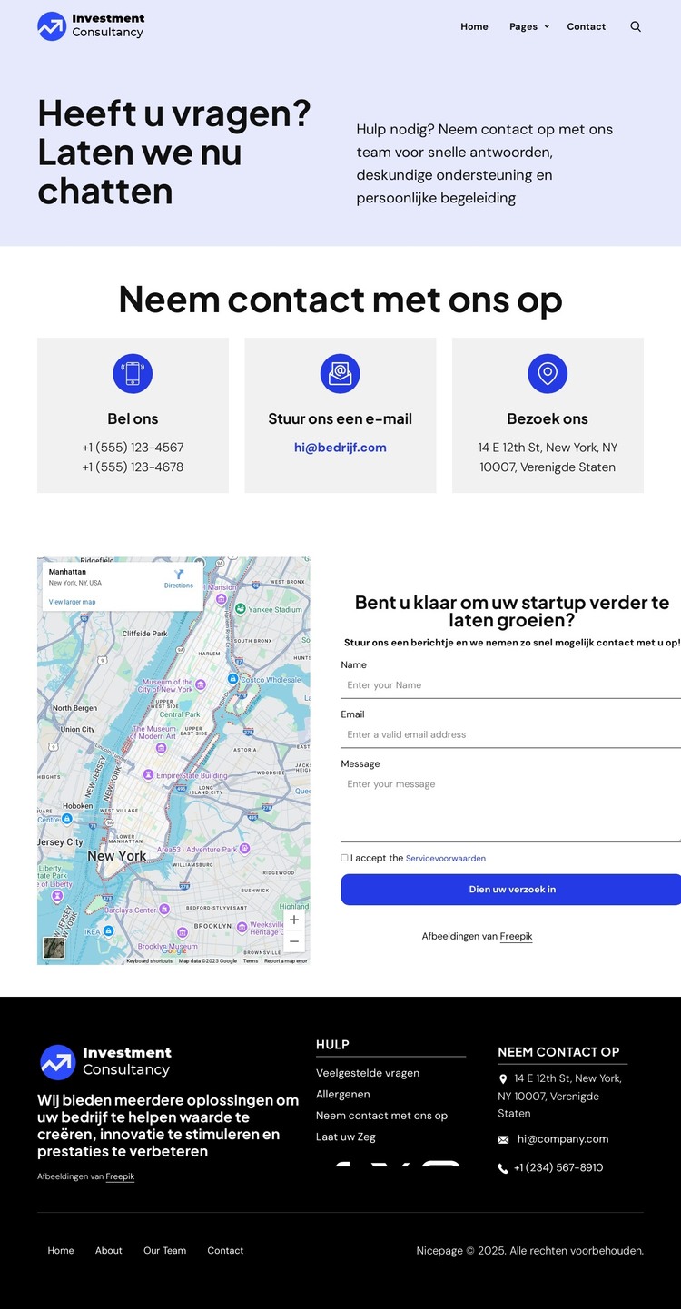 Neem contact op met ons team voor snelle antwoorden HTML-sjabloon