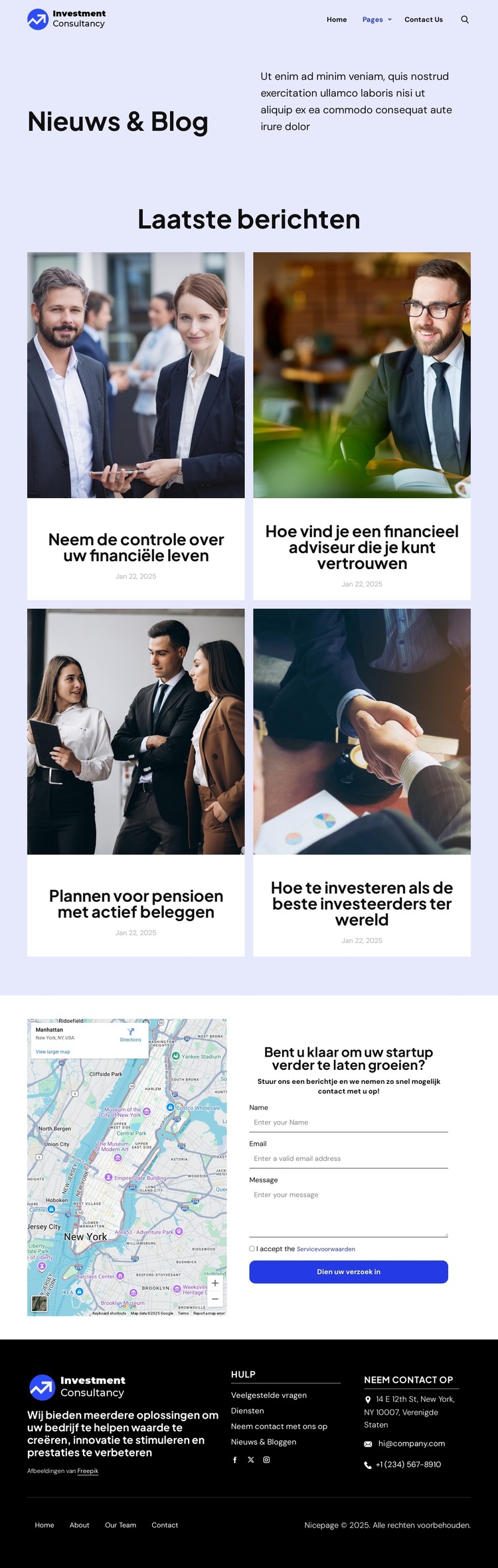 Nieuws en blog Website sjabloon