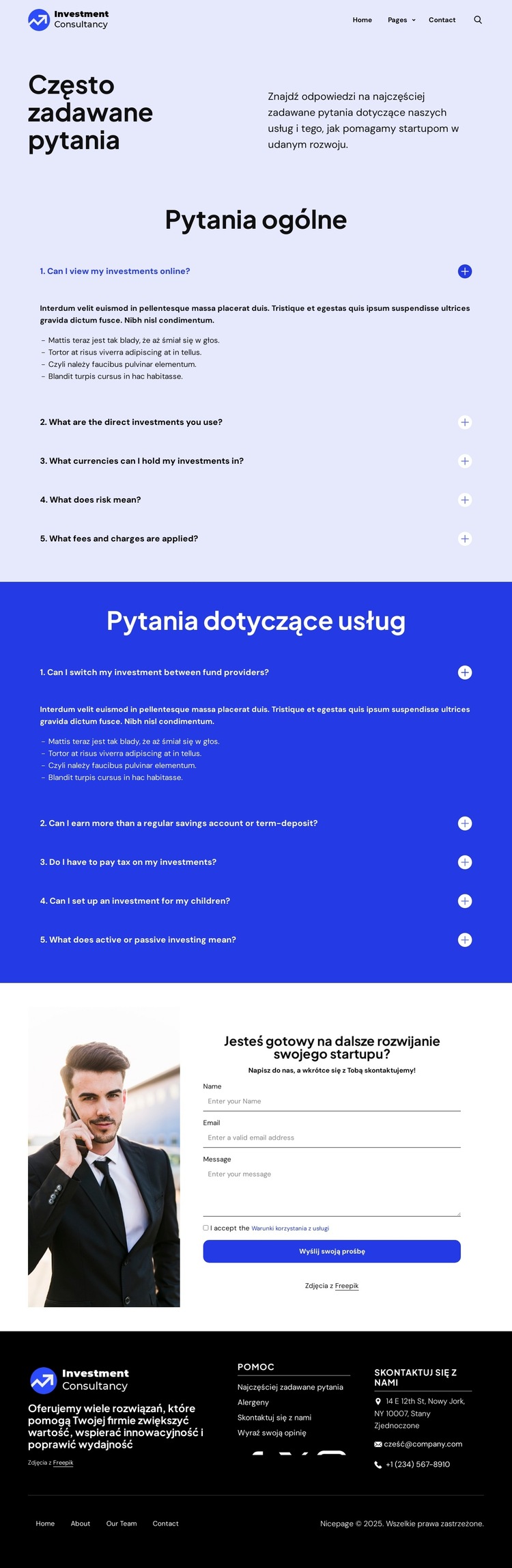 Pytania ogólne Szablon witryny sieci Web