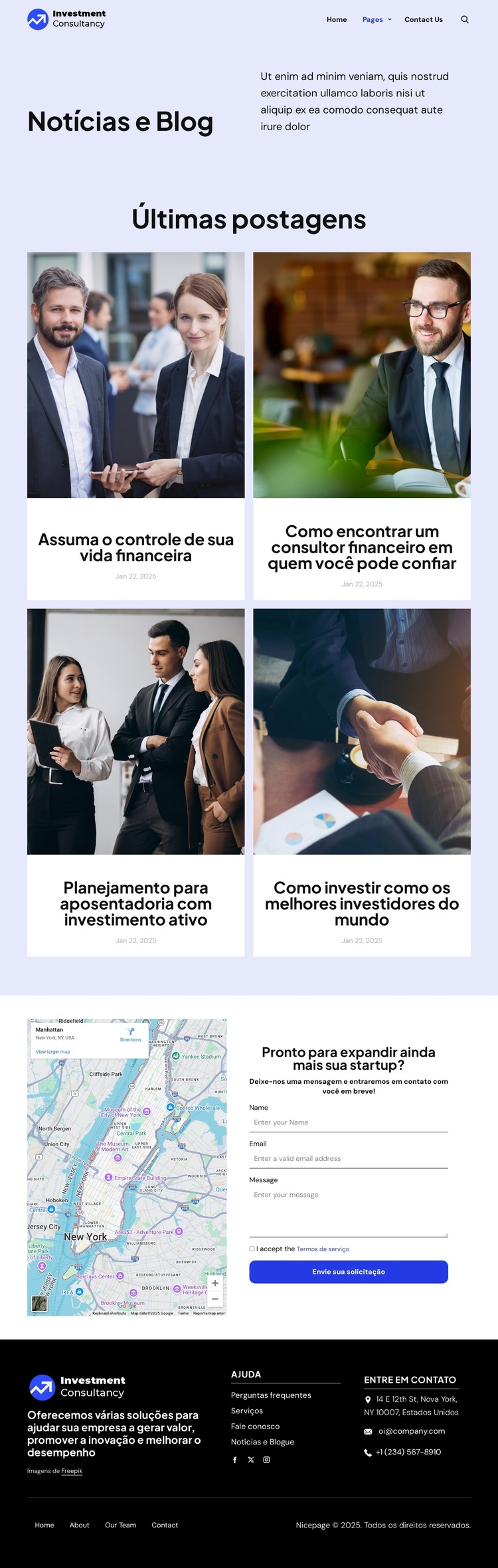 Notícias e blog Modelo de site