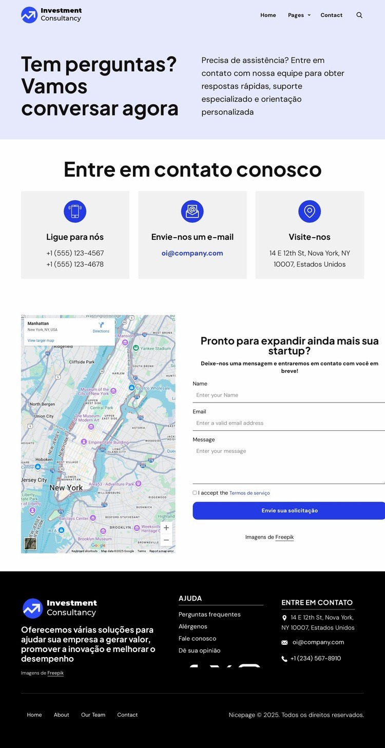 Entre em contato com nossa equipe para obter respostas rápidas Landing Page