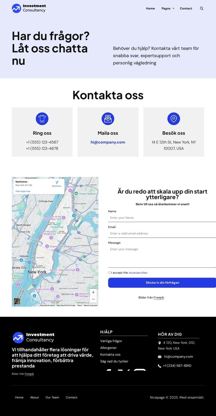 Kontakta vårt team för snabba svar HTML-mall