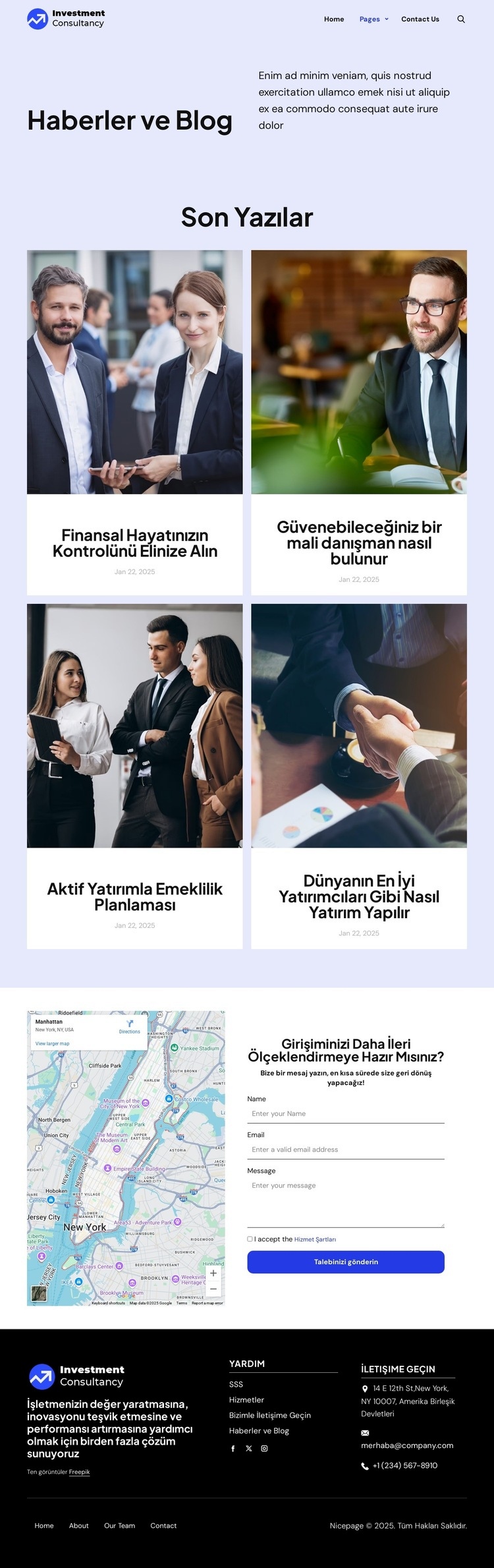 Haberler ve blog Bir Sayfa Şablonu