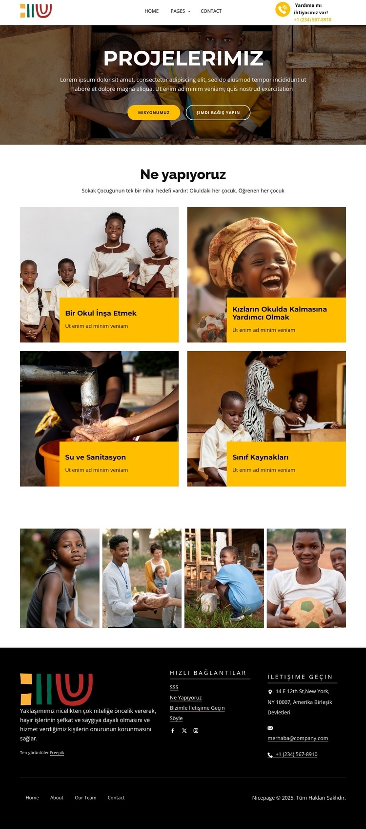 Yardım projeleri Bir Sayfa Şablonu