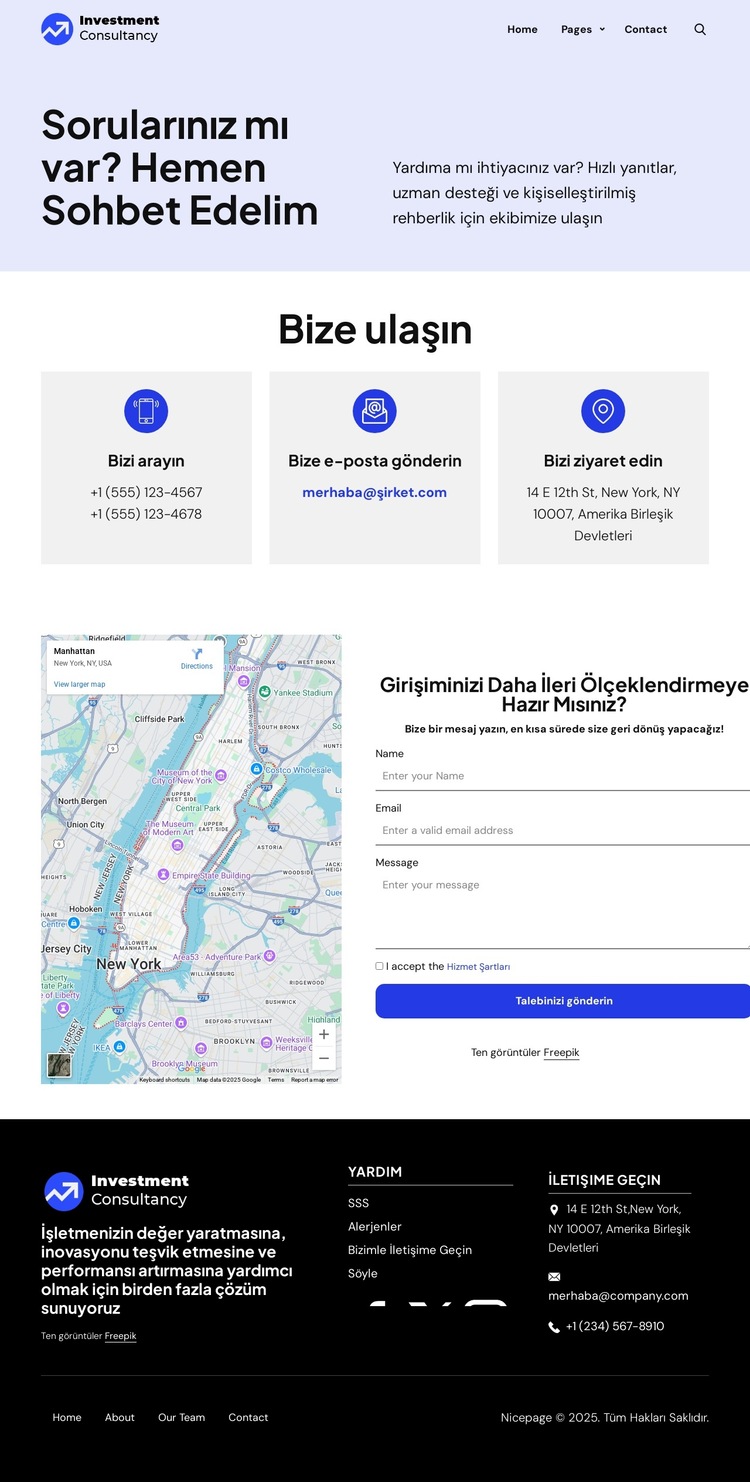Hızlı yanıtlar için ekibimize ulaşın Web Sitesi Şablonu