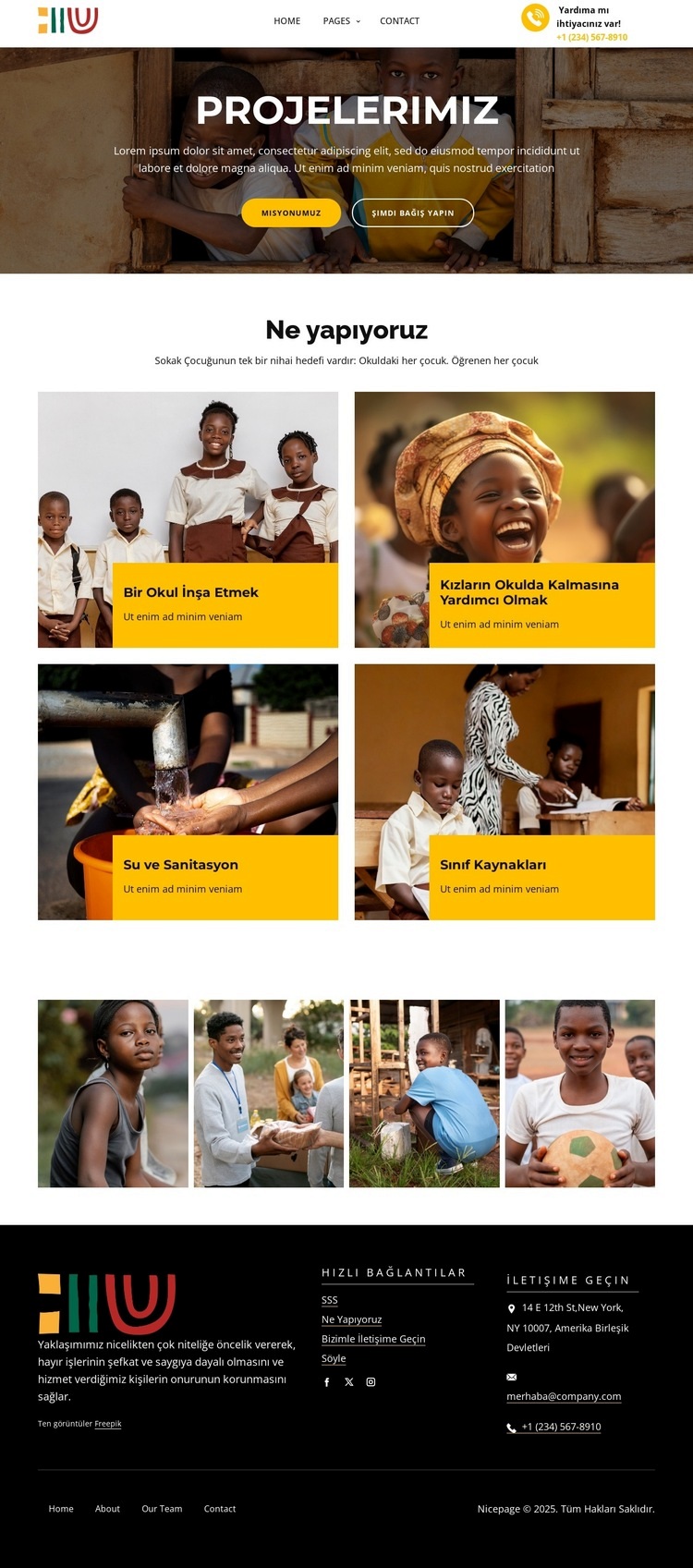 Yardım projeleri Web sitesi tasarımı